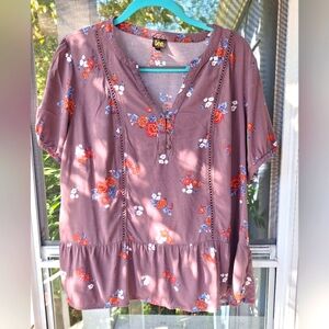 Lee purple floral top XL